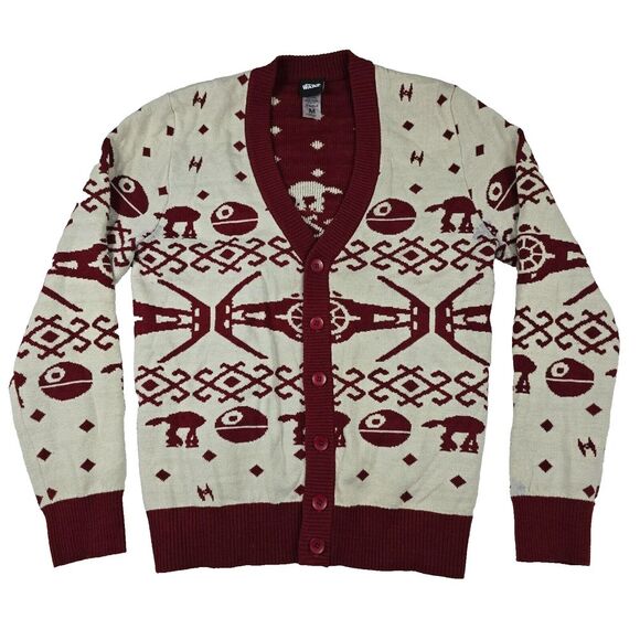Star Wars Other - Star Wars Christmas Cardigan Sweater Men's Medium Fair Isle Death Star
